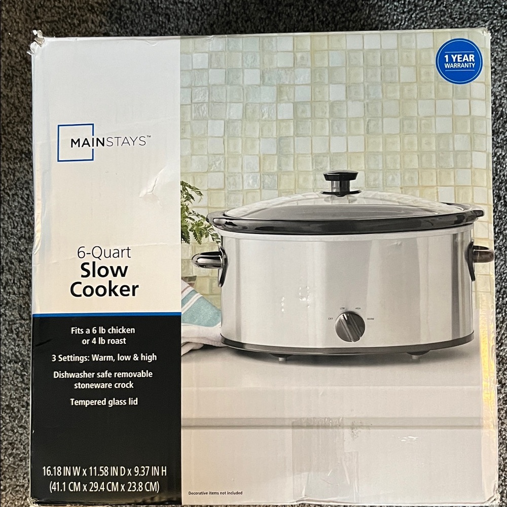 Mainstays Stainless Steel Slow Cooker - 6-Quart new in box